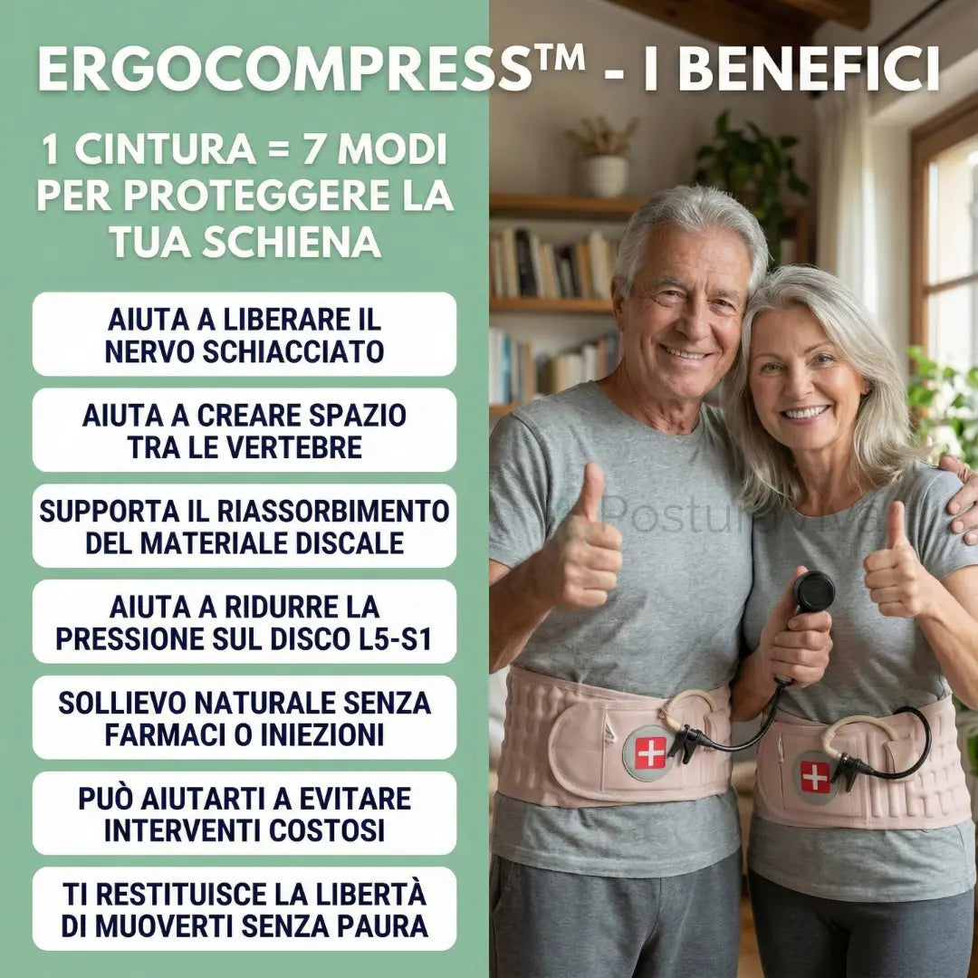 Cintura Lombare 2-in-1 ErgoCompress™ Decompressione & Sollievo dal Dolore Postura Viva